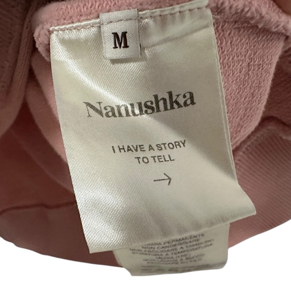 Nanushka Womens Remy Embroidered Logo Sweatshirt Sz Medium Pink Relaxed Fit - Picture 6 of 7